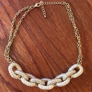 Gold and rhinestone large statement necklace